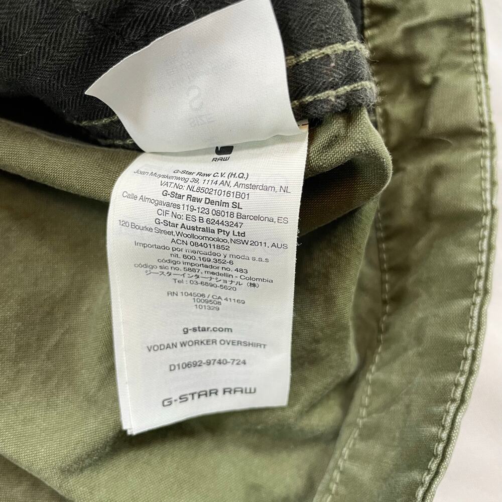 G-Star Raw Vodan Worker Overshirt Jacket Olive Green Canvas Men's Size Small - Picture 8 of 9